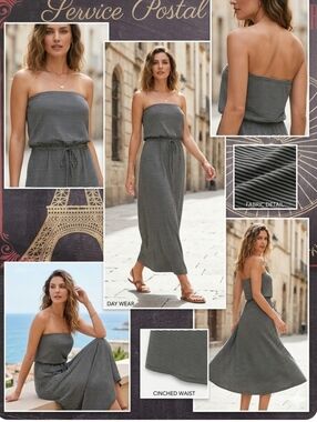 Striped Strapless Cinched-Waist Maxi Dress - Black & White Pit 24